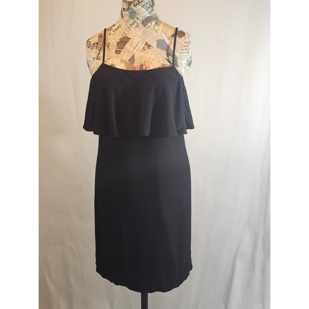 J. Crew Women's Black Tiered Spaghetti Strap Dress Sz 4 Back Zip Cocktail‎ Party